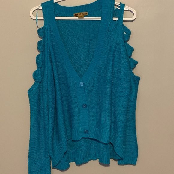 Cropped Cardigan with Shoulder Caging Detail - Picture 2 of 3